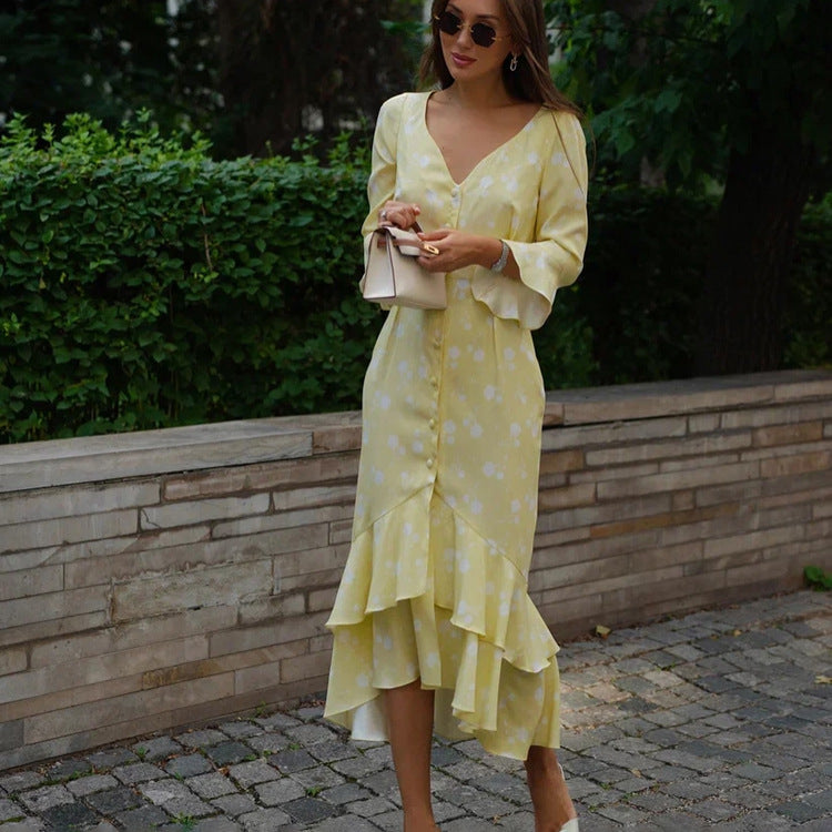 May | Robe Longue Portefeuille Fleurie