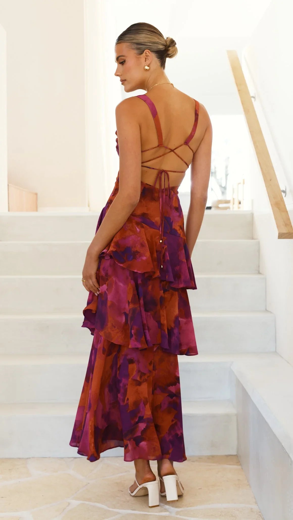 Mylia | Robe Maxi à Volants et Dos Nu