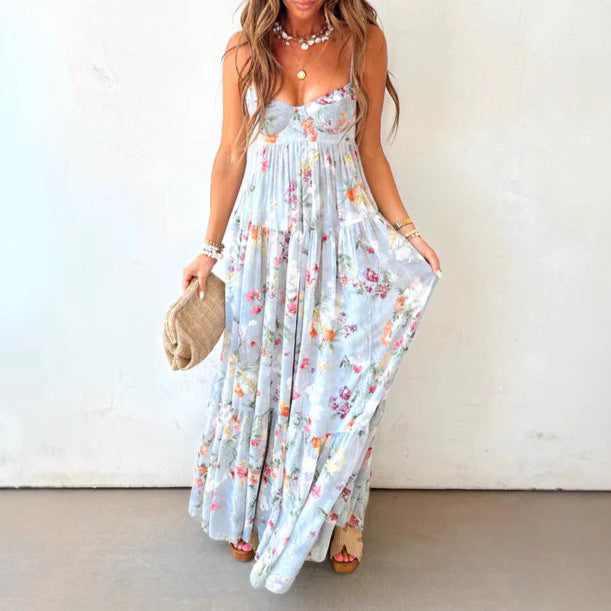 Coleen | Robe Longue Dos Nu Fleurie