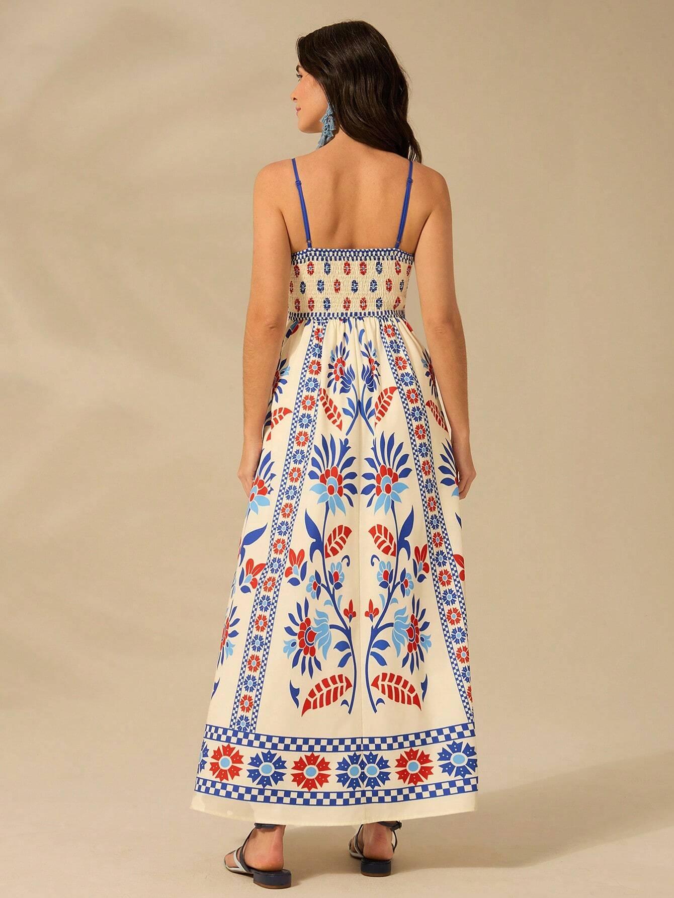 Nancy | Robe Longue Imprimée Bretelles Fines