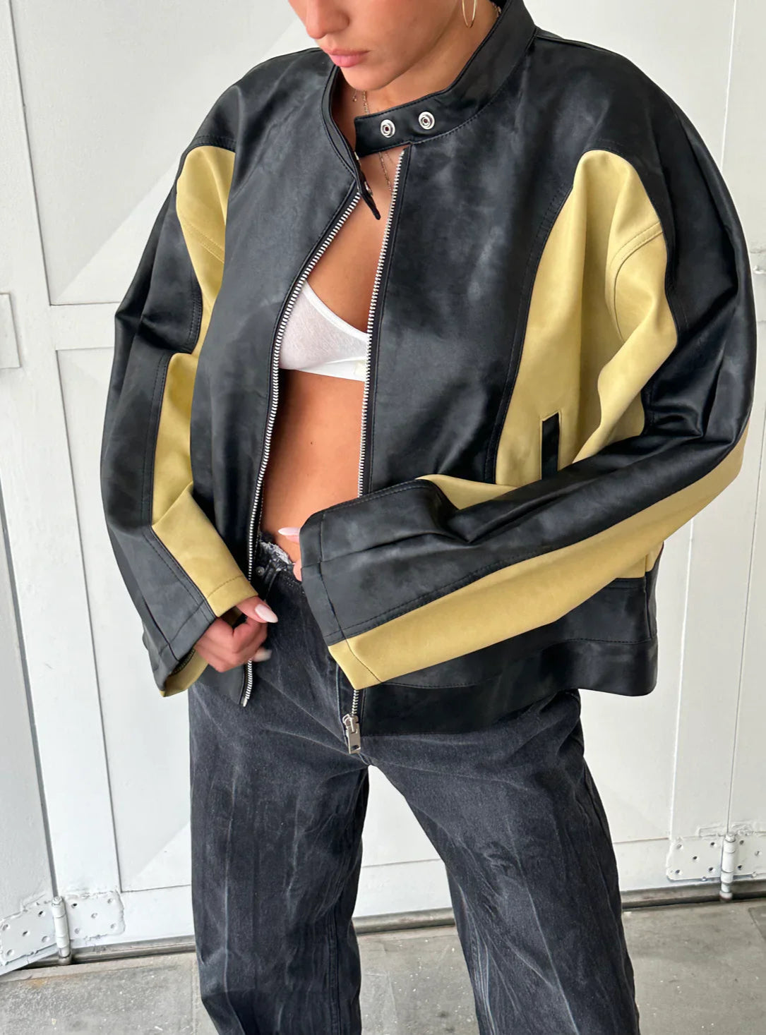 Iris | Veste En Cuir Contrasté