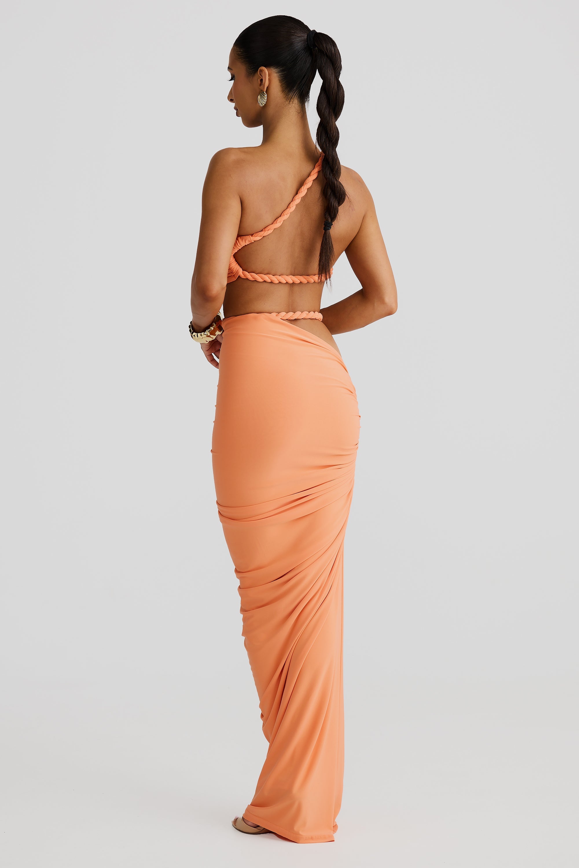 JADE | JUPE MAXI FRONCÉE À DÉCOUPES
