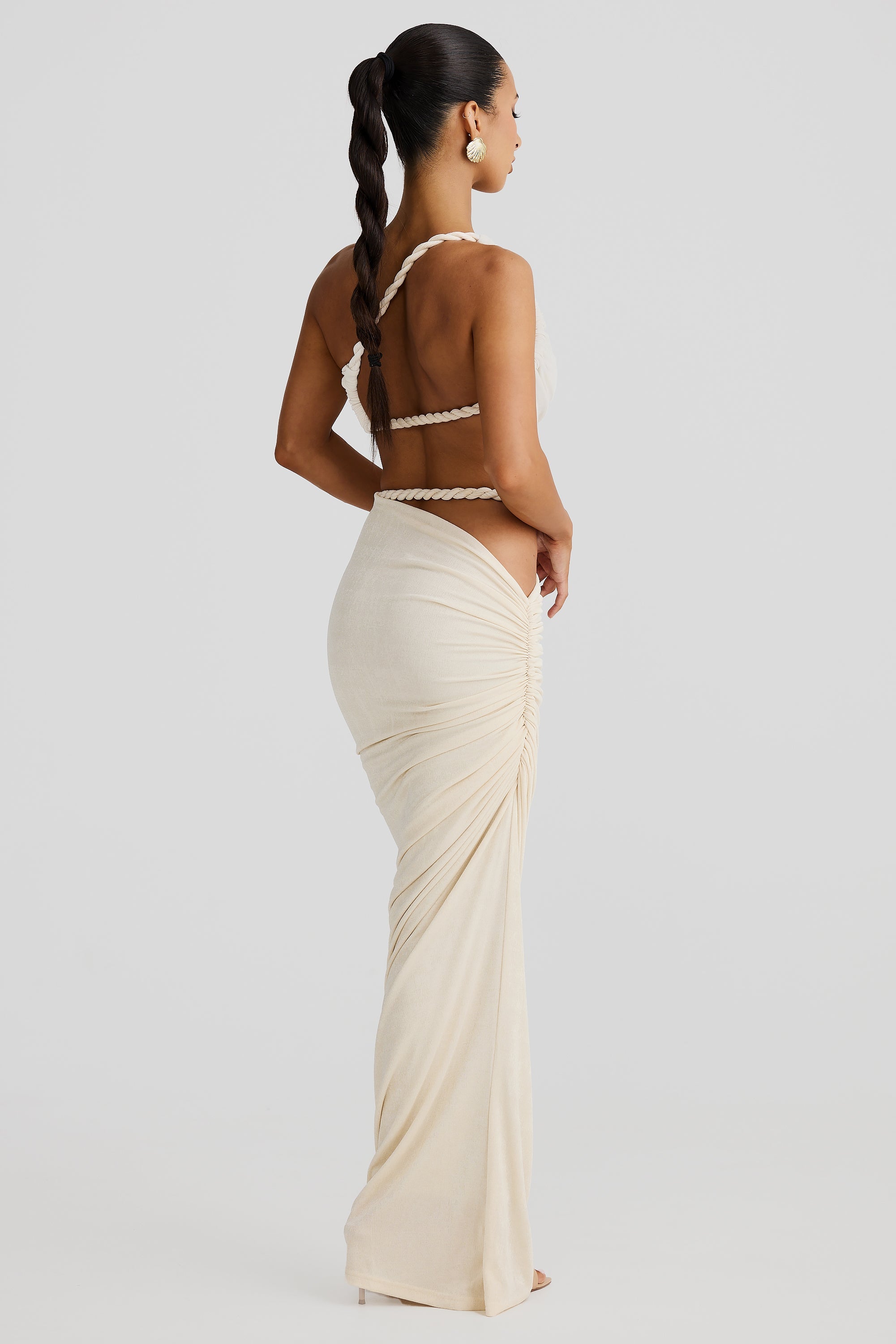 JADE | JUPE MAXI FRONCÉE À DÉCOUPES