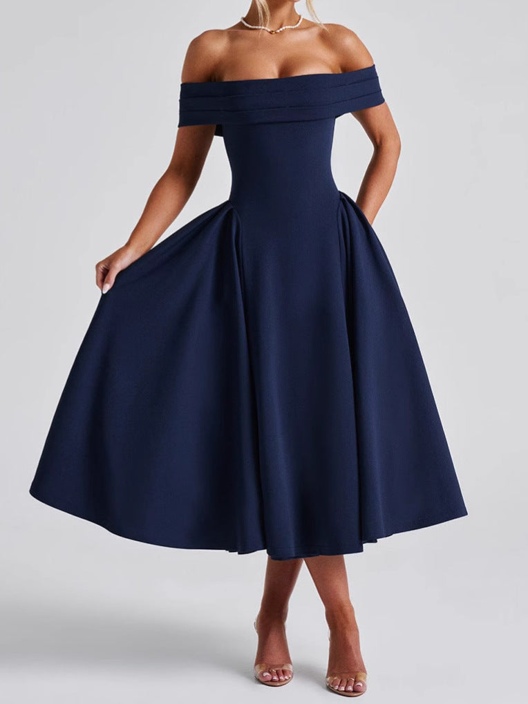 Cleane | Robe Épaules Dénudées Évasée Midi