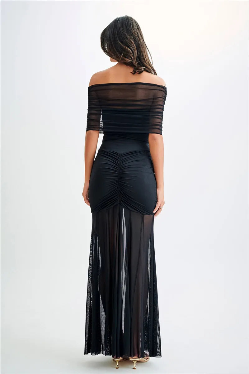 Sienna | Robe Longue Épaules Dénudées en Tulle