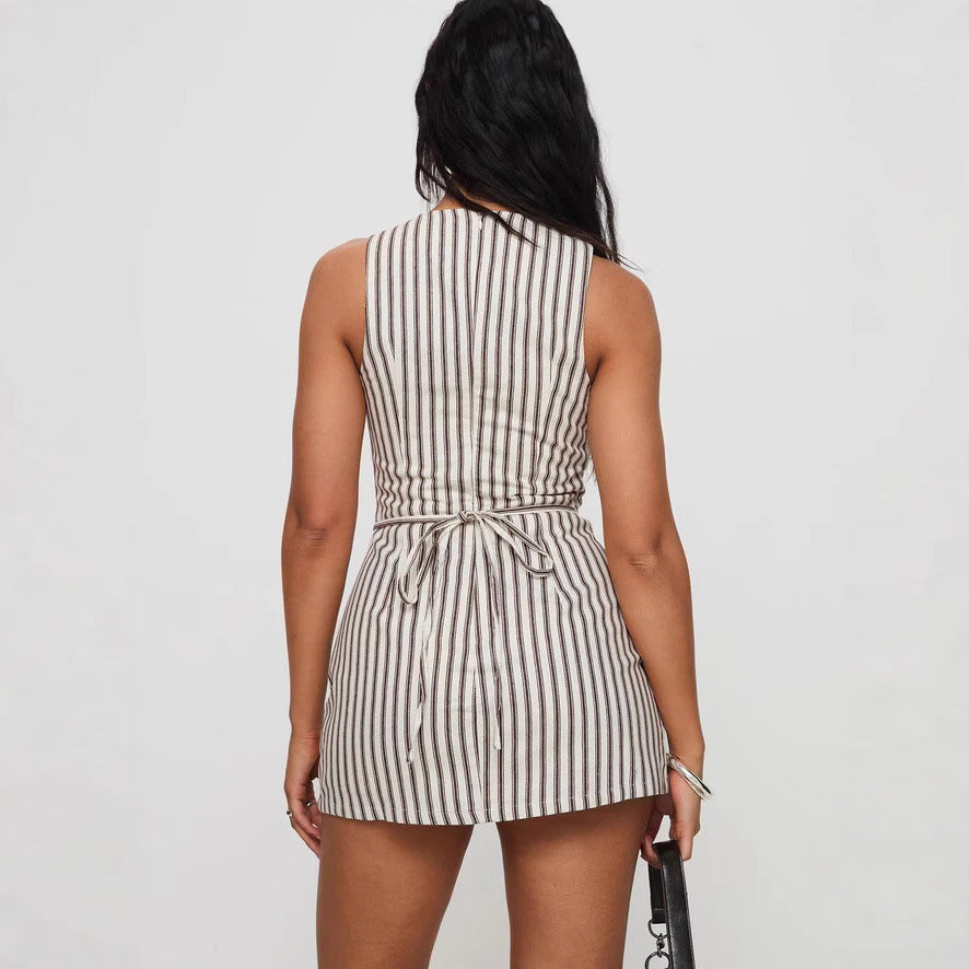 Silya | Robe Courte Sans Manches Rayée