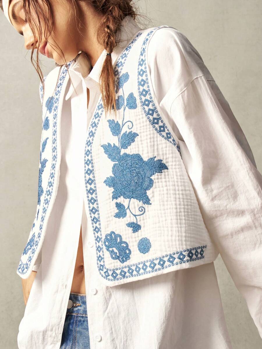 Mara | Gilet Brodé Bohème