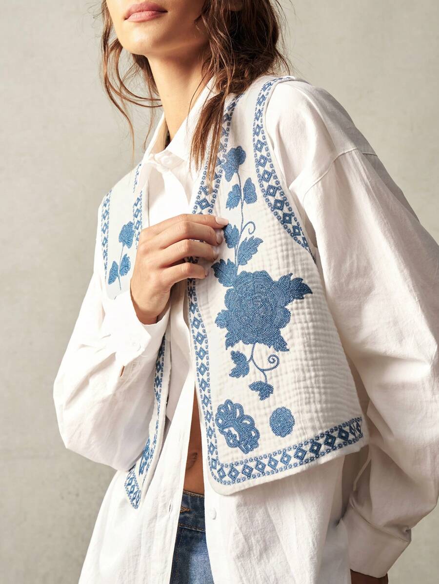Mara | Gilet Brodé Bohème