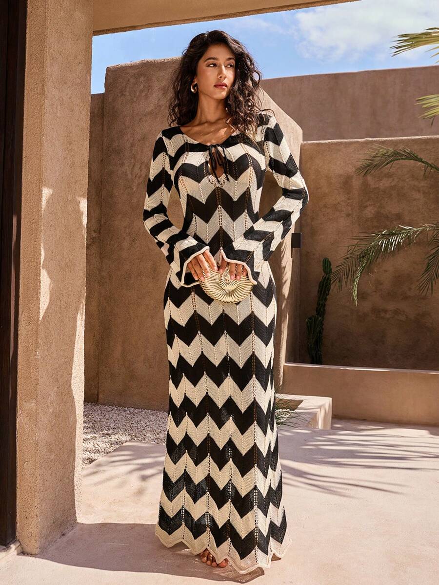 Tina | Robe Longue à Lacets Côtelée