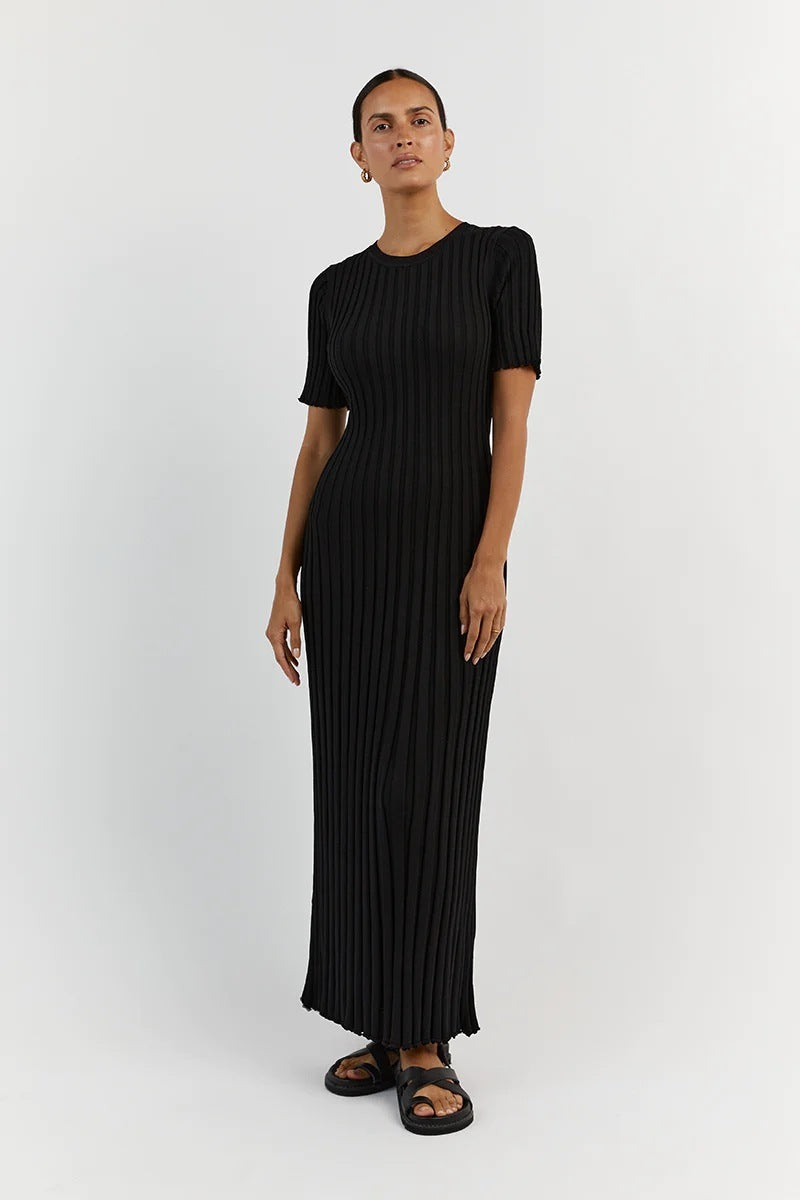 Noea | Robe Longue Côtelée Ceinturée