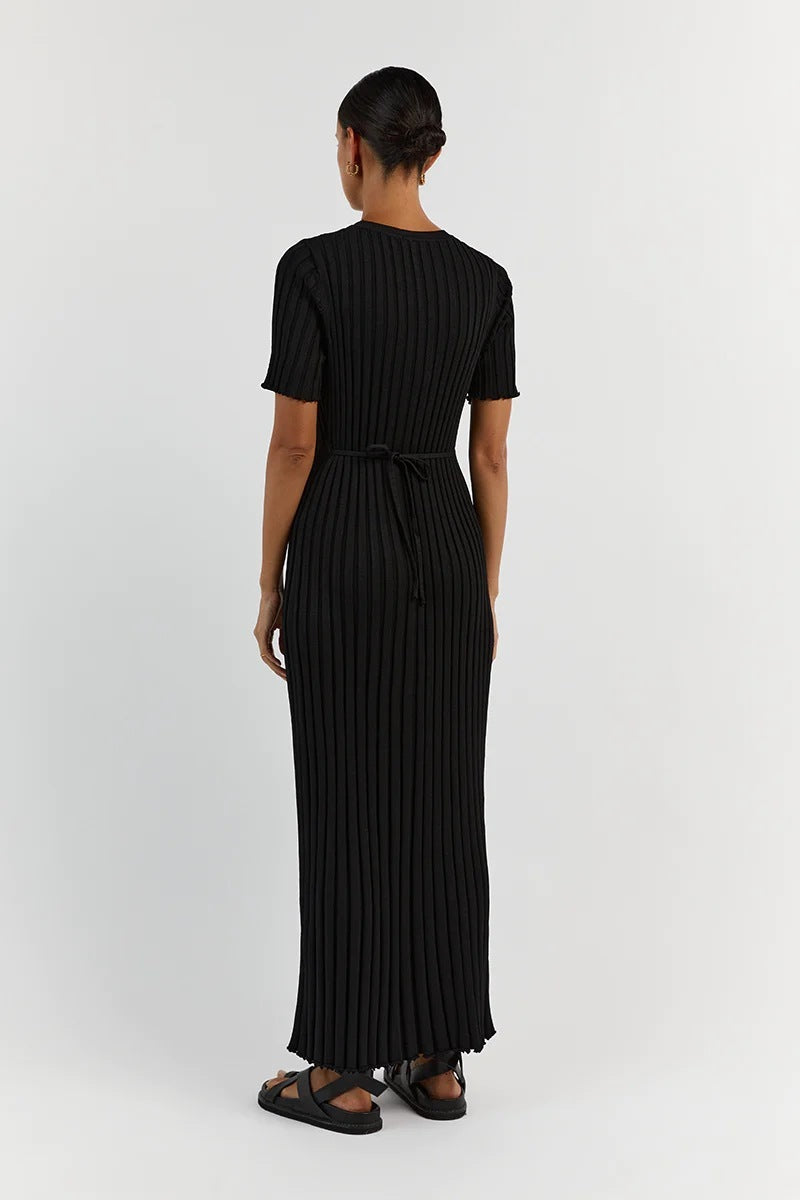 Noea | Robe Longue Côtelée Ceinturée