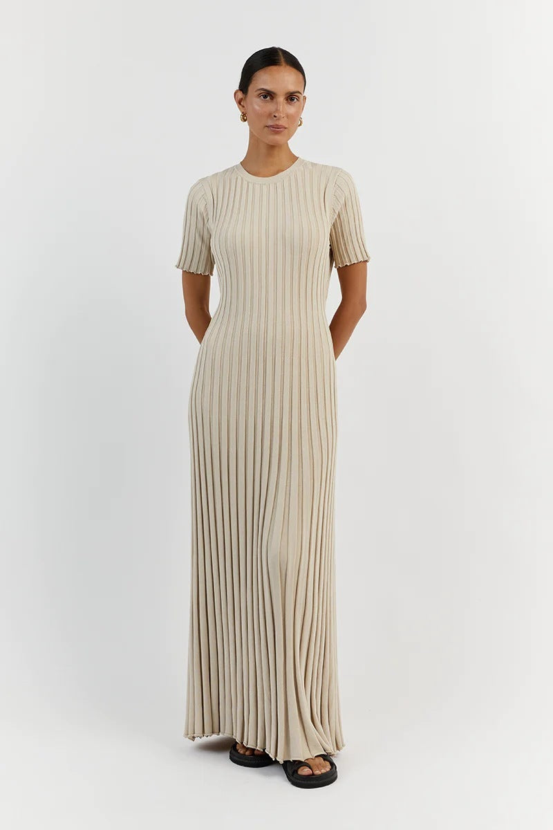 Noea | Robe Longue Côtelée Ceinturée