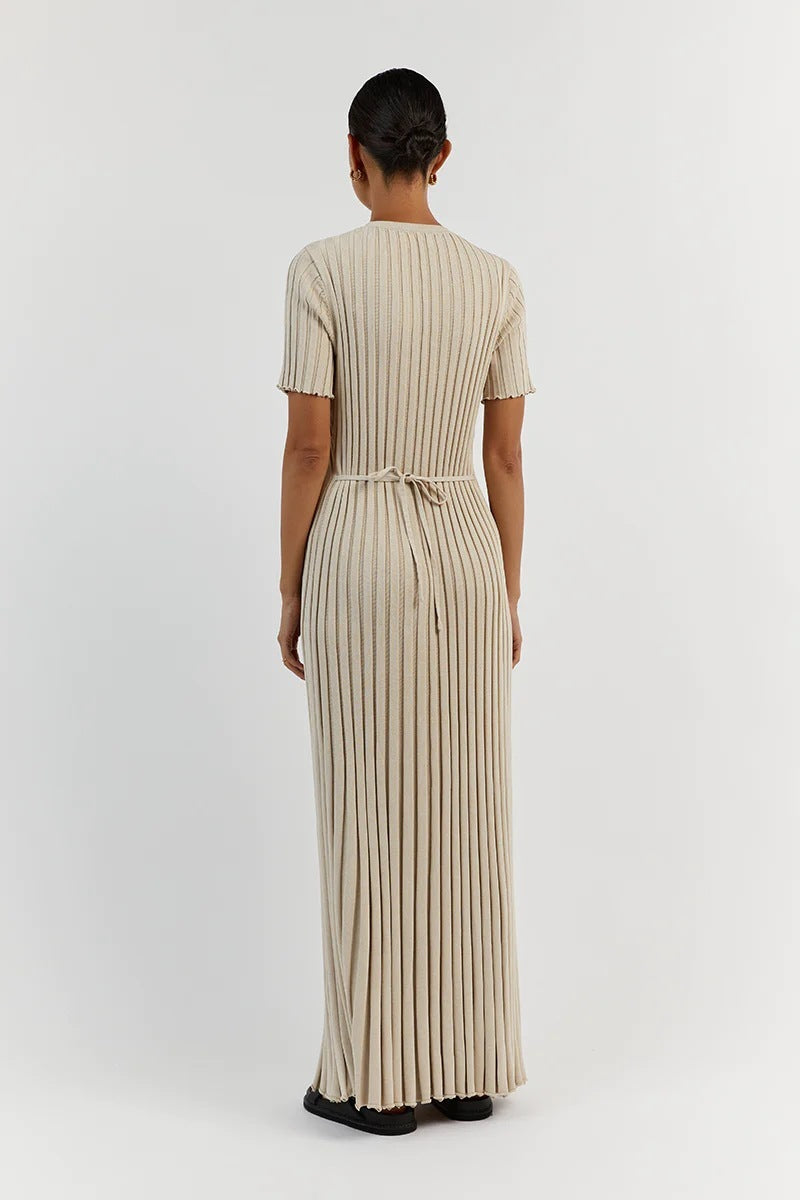Noea | Robe Longue Côtelée Ceinturée