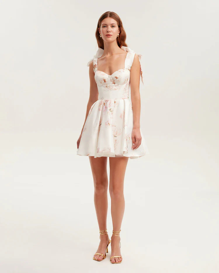 Liane | Robe Courte Fleurie À Nœuds