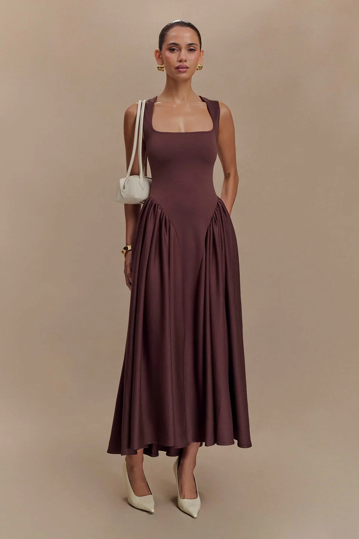 Ivana | Robe Midi Fluide Sans Manches