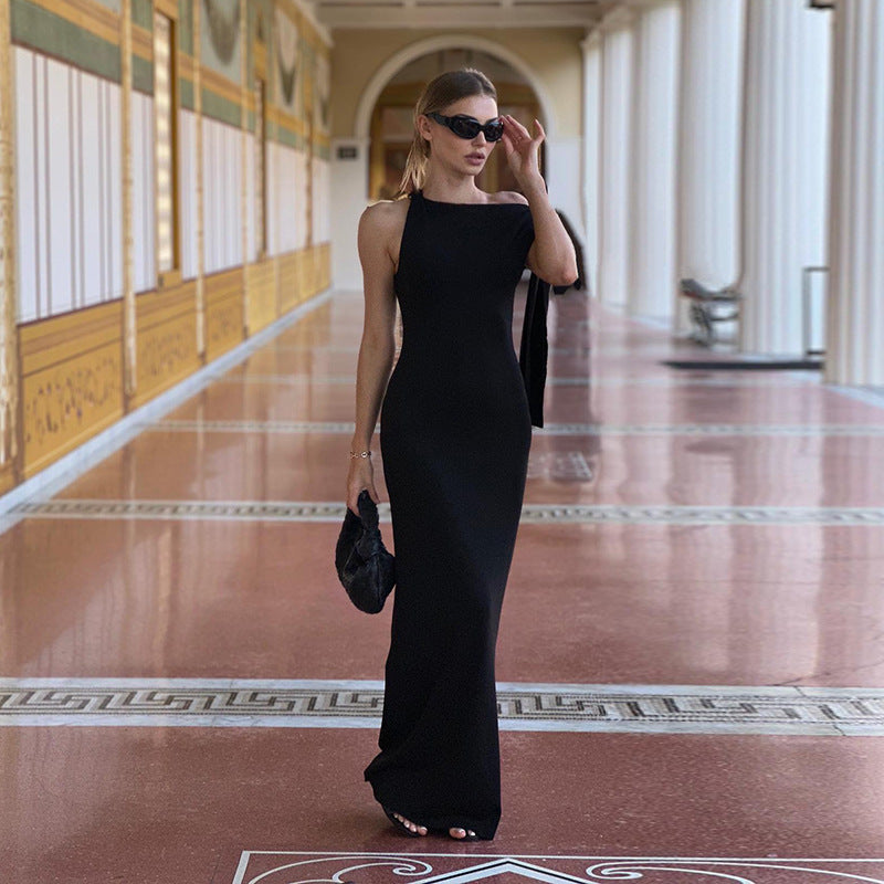 Lya | Robe Longue Asymétrique à Épaule Nouée