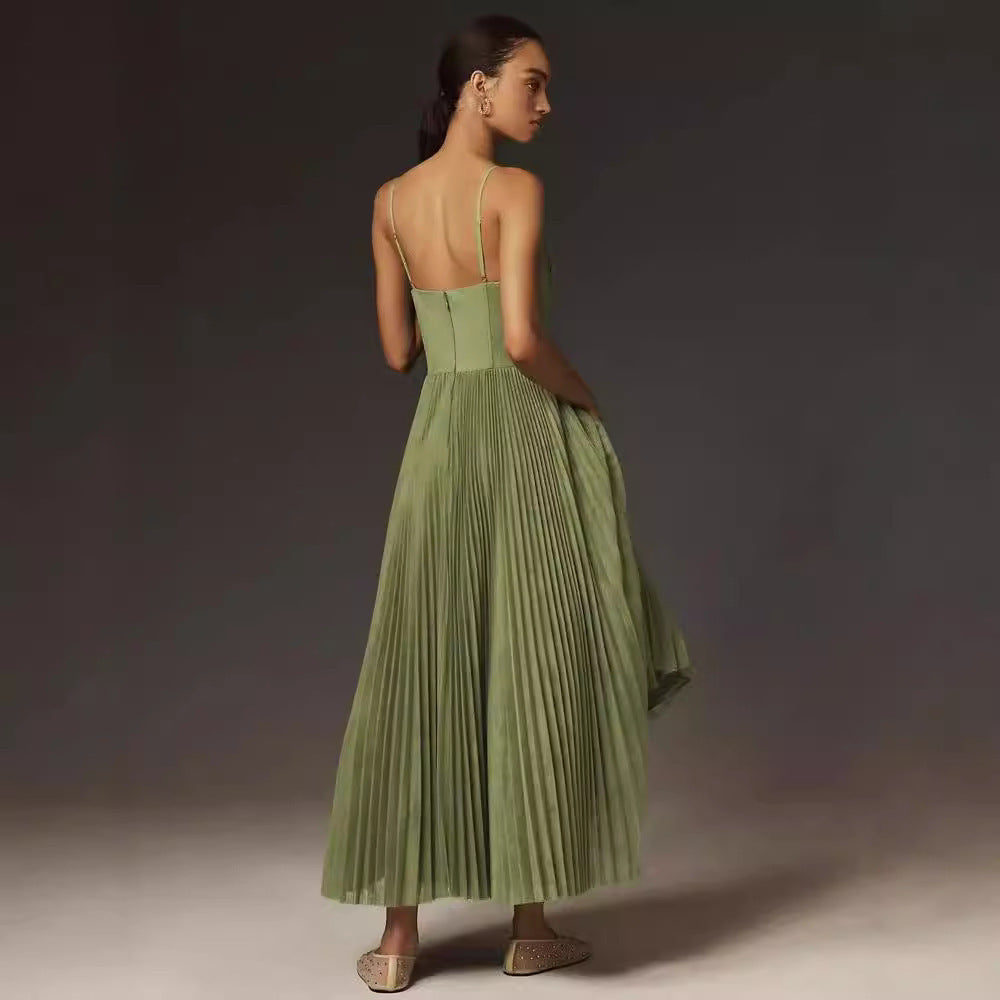 Lorna | Robe Midi Bustier Plissée