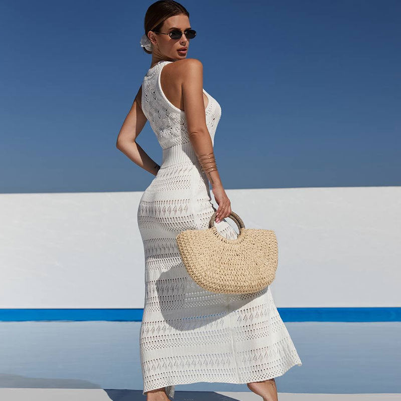 Sofia | Robe Longue Ajourée Sans Manches