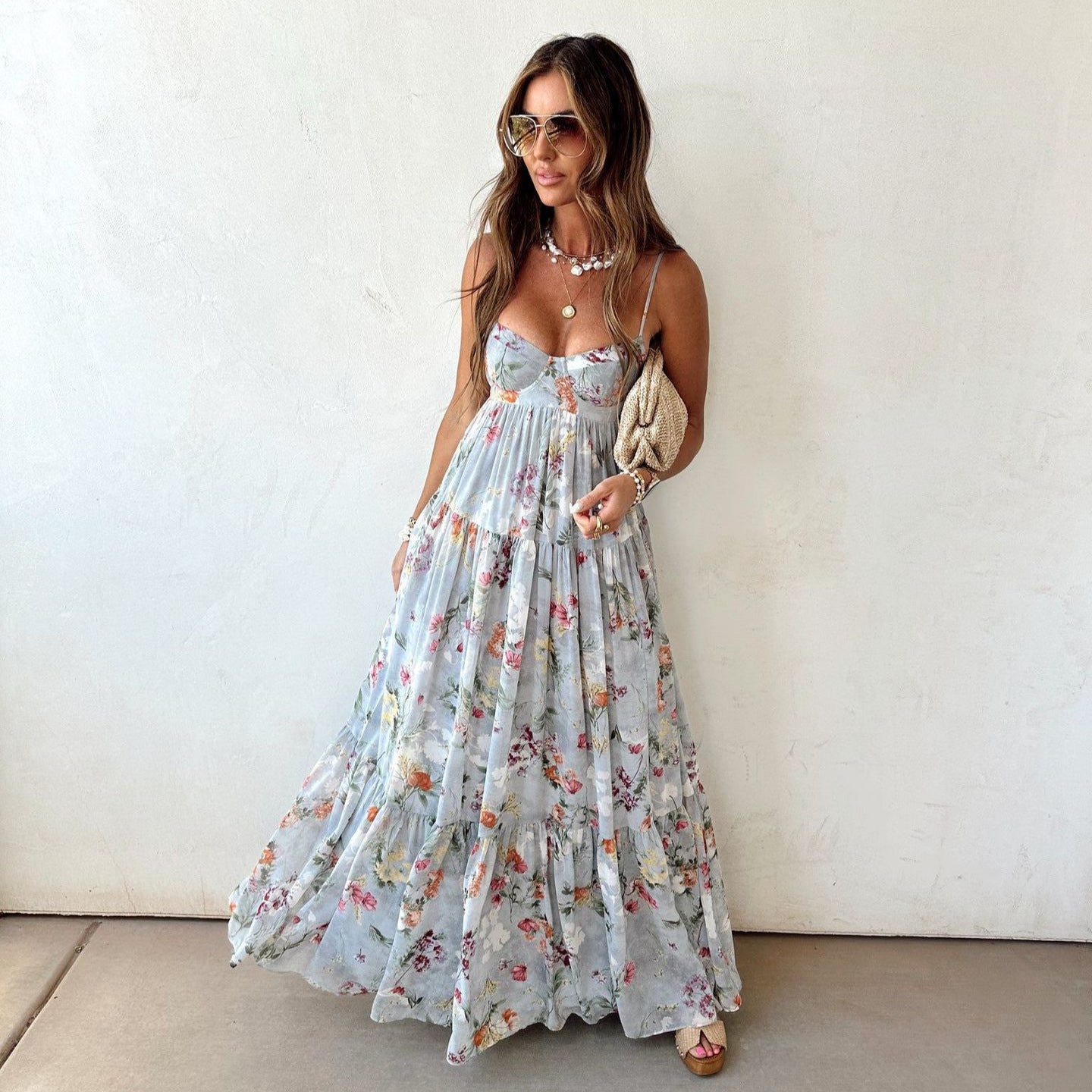 Coleen | Robe Longue Dos Nu Fleurie