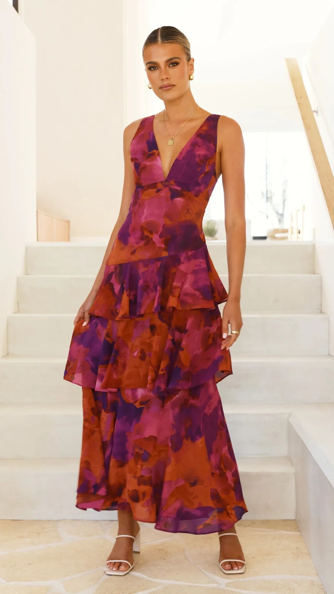 Mylia | Robe Maxi à Volants et Dos Nu