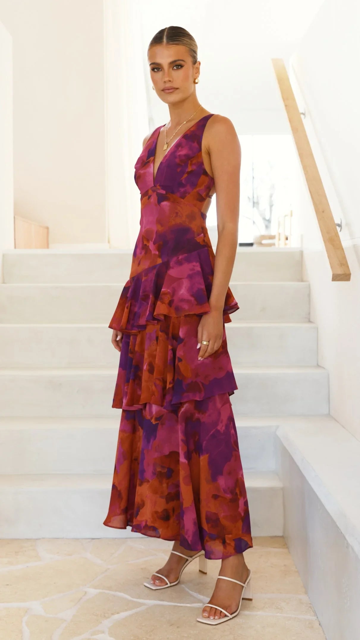 Mylia | Robe Maxi à Volants et Dos Nu