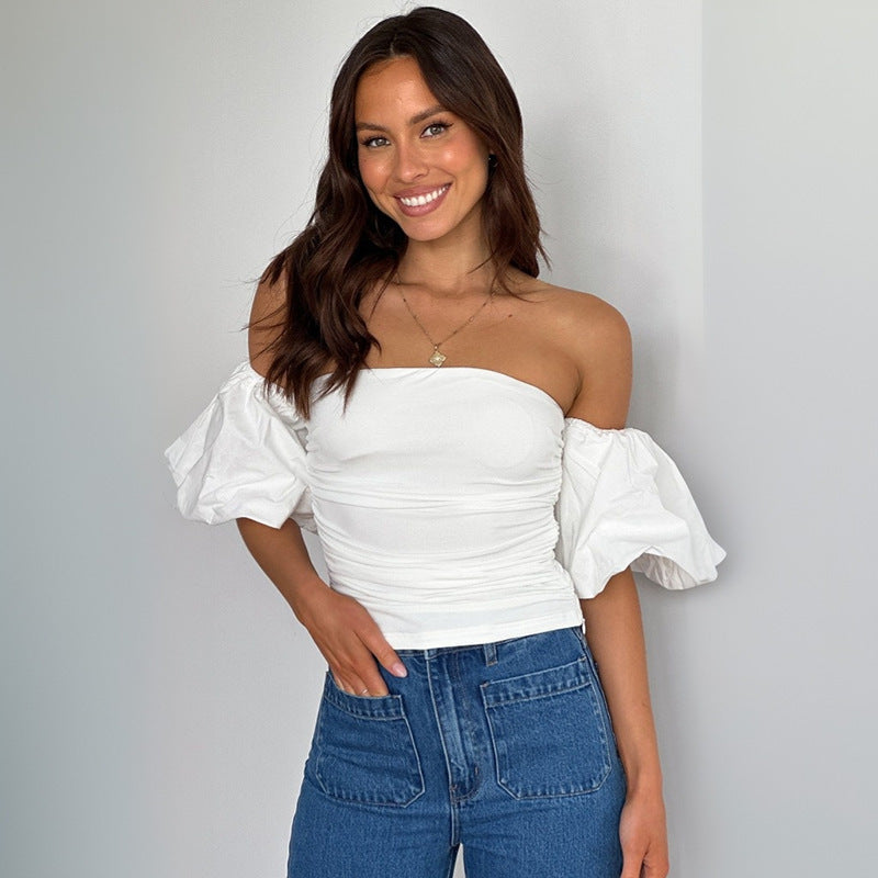 Bea | Top Bustier Manches Bouffantes
