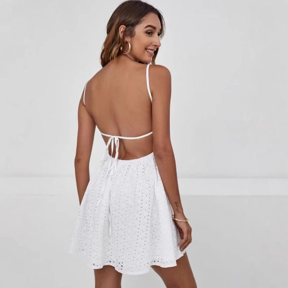 Eliza | Robe Courte Dos Nu Brodée