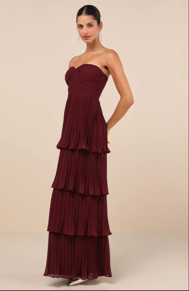 Melia | Robe Longue Bustier à Volants