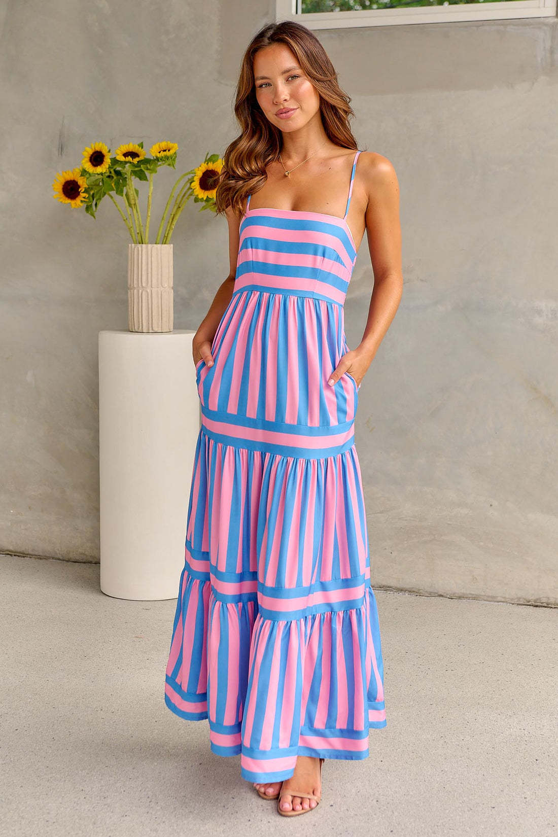 Fara | Robe Longue Dos Nu à Rayures