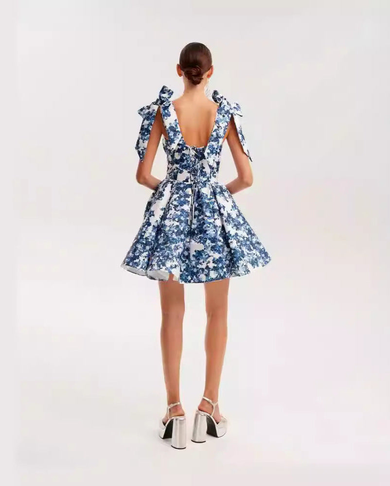 Liane | Robe Courte Fleurie À Nœuds