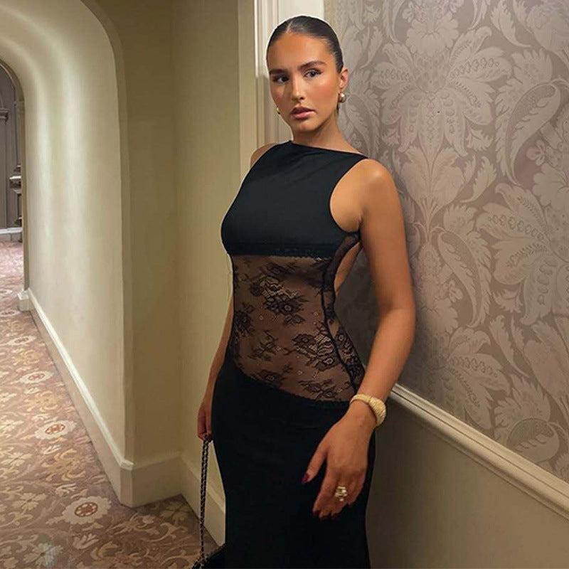 Nora | Robe Longue en Dentelle Transparente