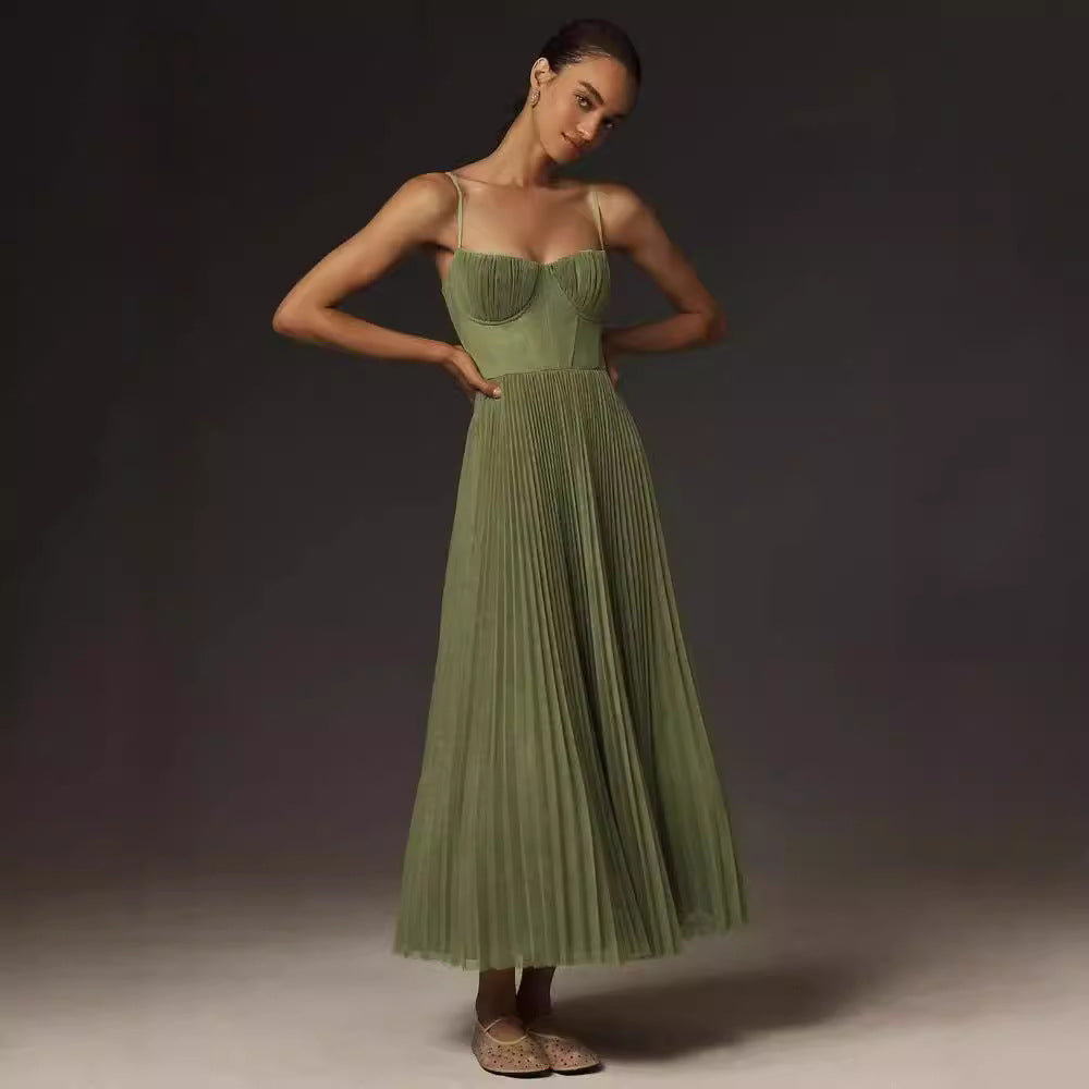 Lorna | Robe Midi Bustier Plissée