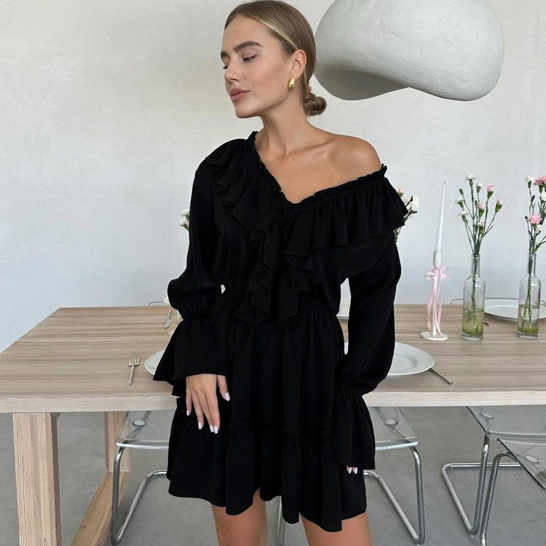 Julie | Robe Courte à Volants et Manches Bouffantes