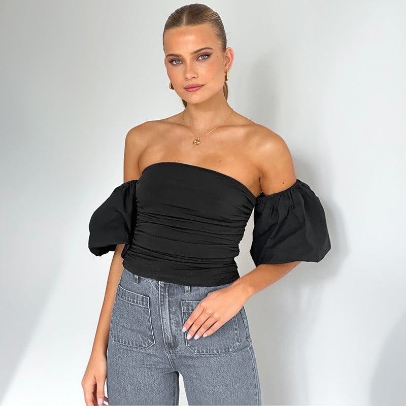 Bea | Top Bustier Manches Bouffantes