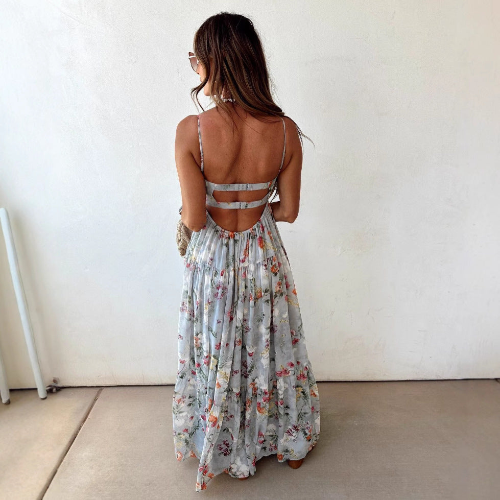 Coleen | Robe Longue Dos Nu Fleurie