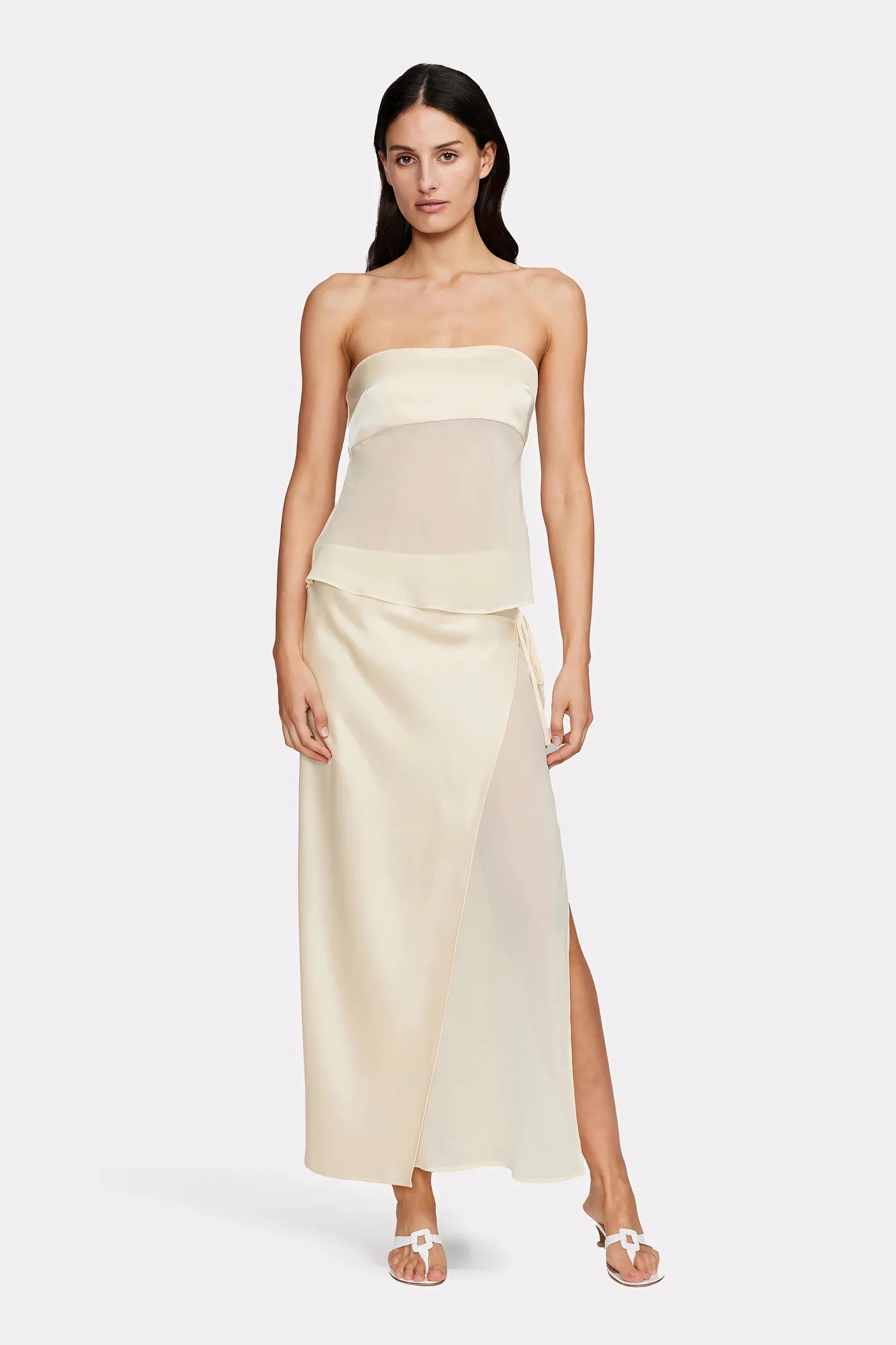 Mikah | Robe Longue Drapée Transparente