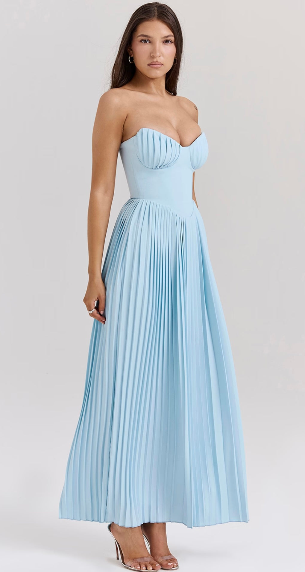 Irene | Robe Longue Plissée Bustier