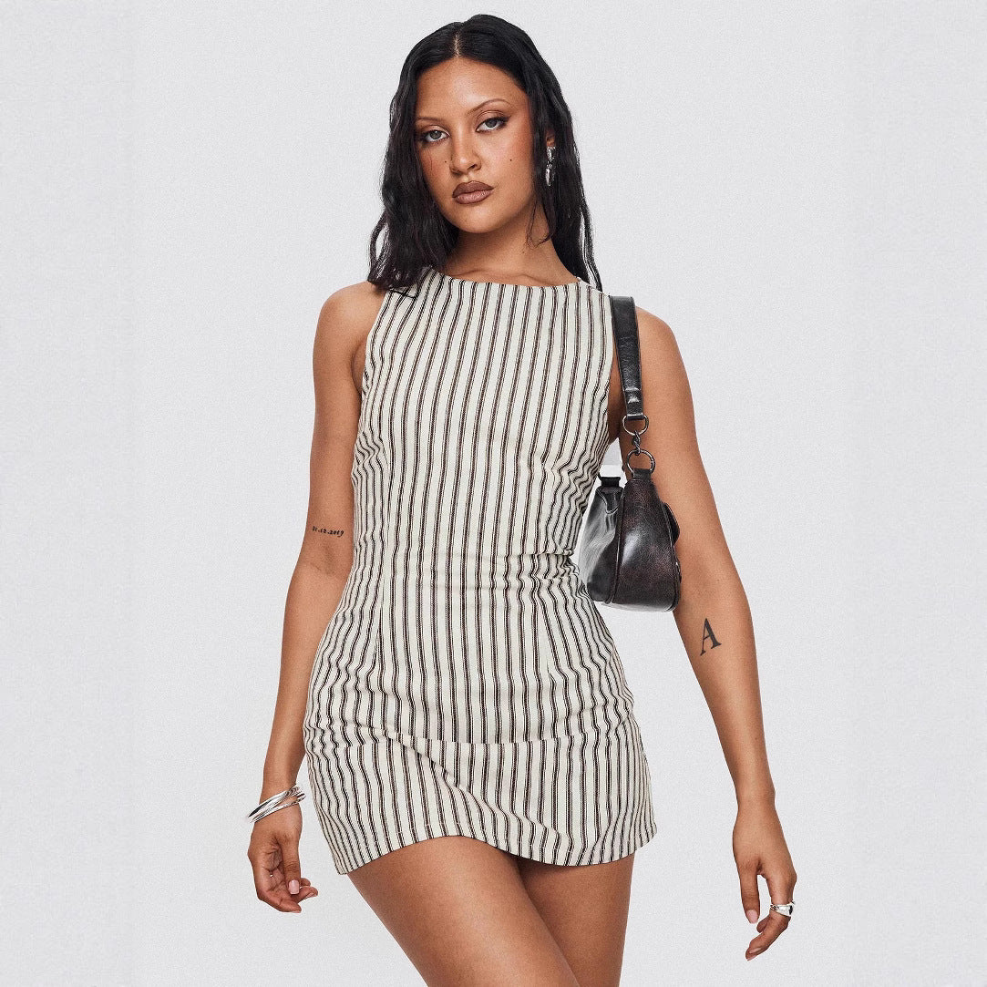 Silya | Robe Courte Sans Manches Rayée