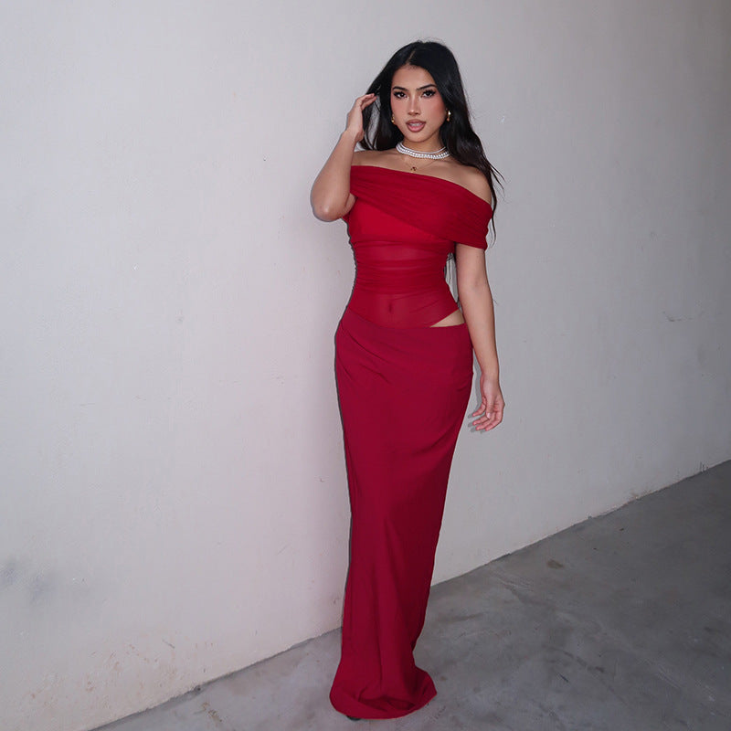 Bella | Robe Longue en Dentelle Asymétrique