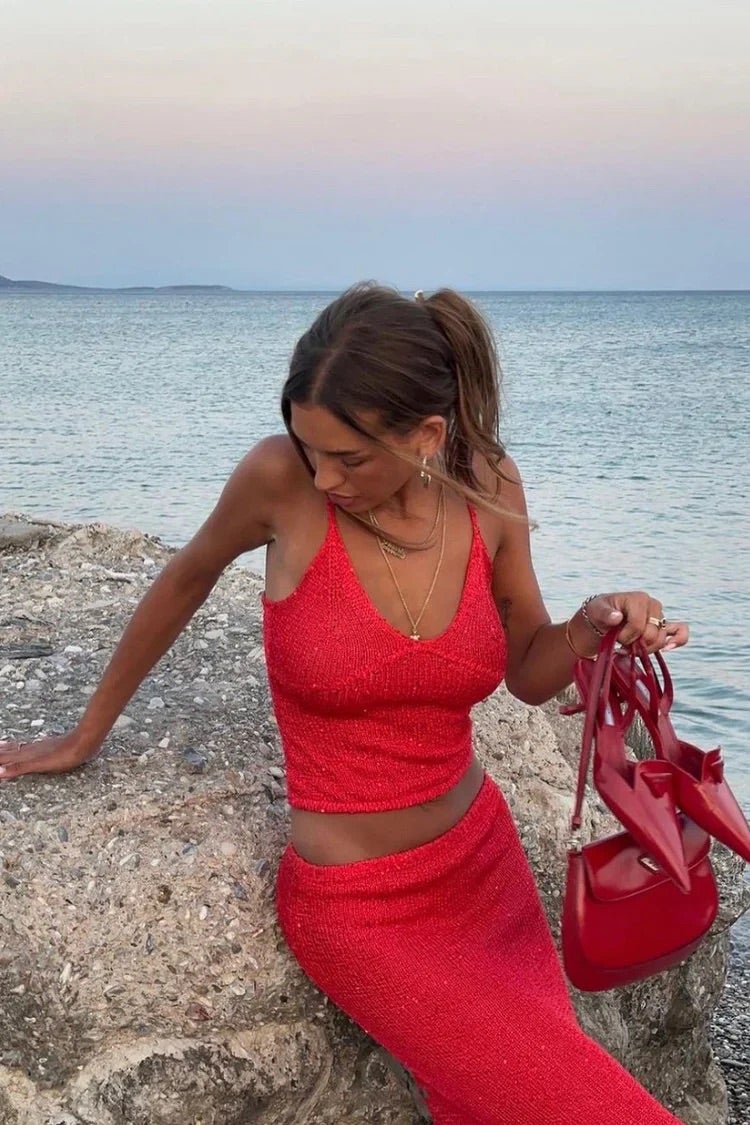 Eva | Ensemble Top à Sequins et Pantalon