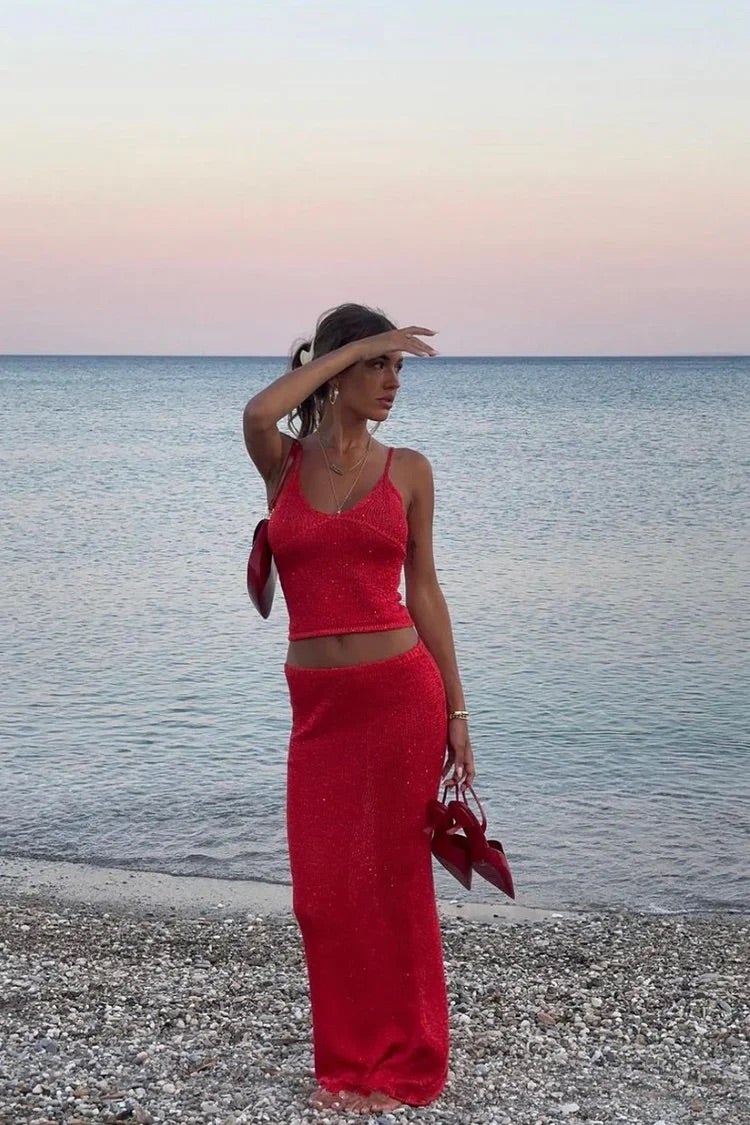Eva | Ensemble Top à Sequins et Pantalon