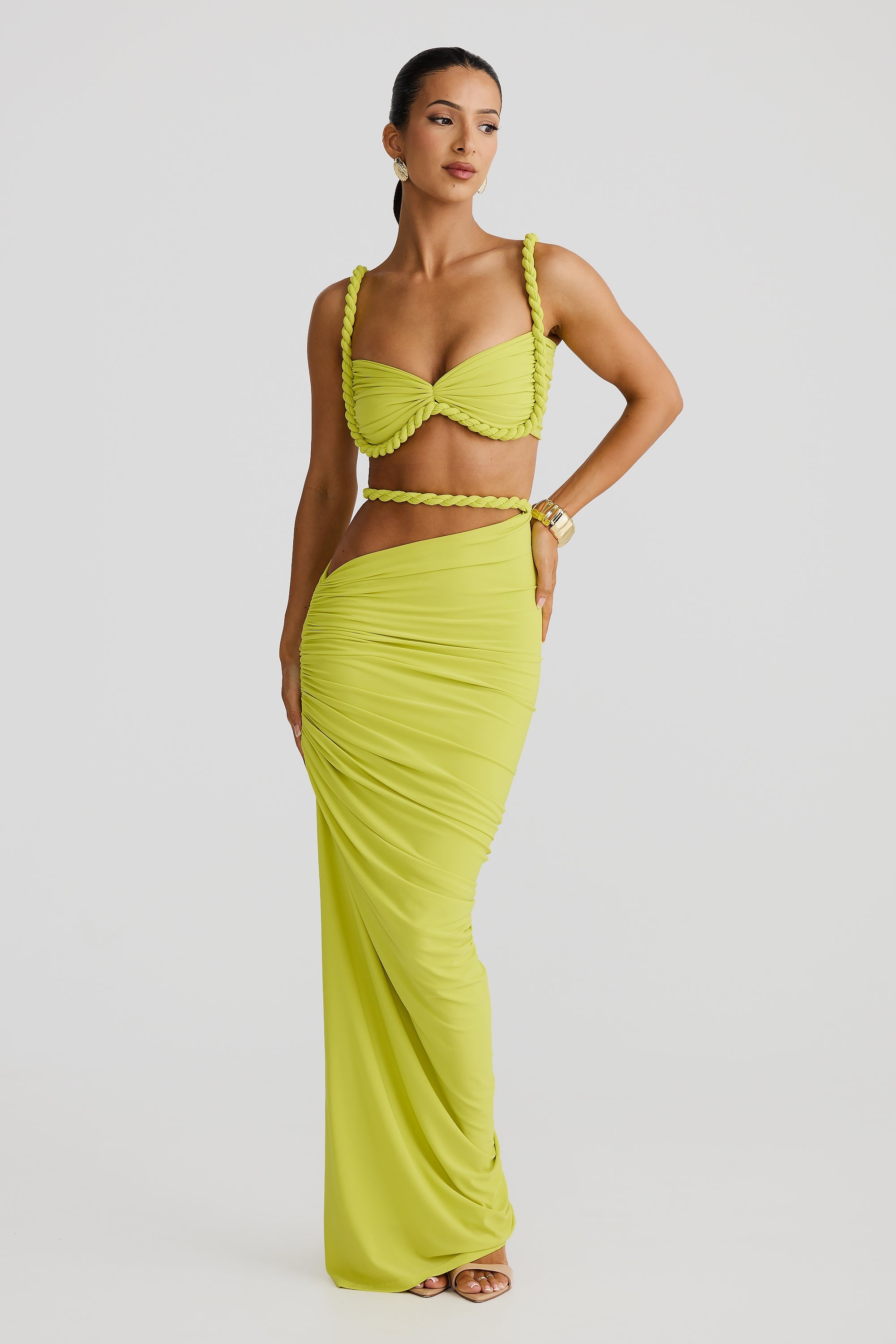 JADE | JUPE MAXI FRONCÉE À DÉCOUPES