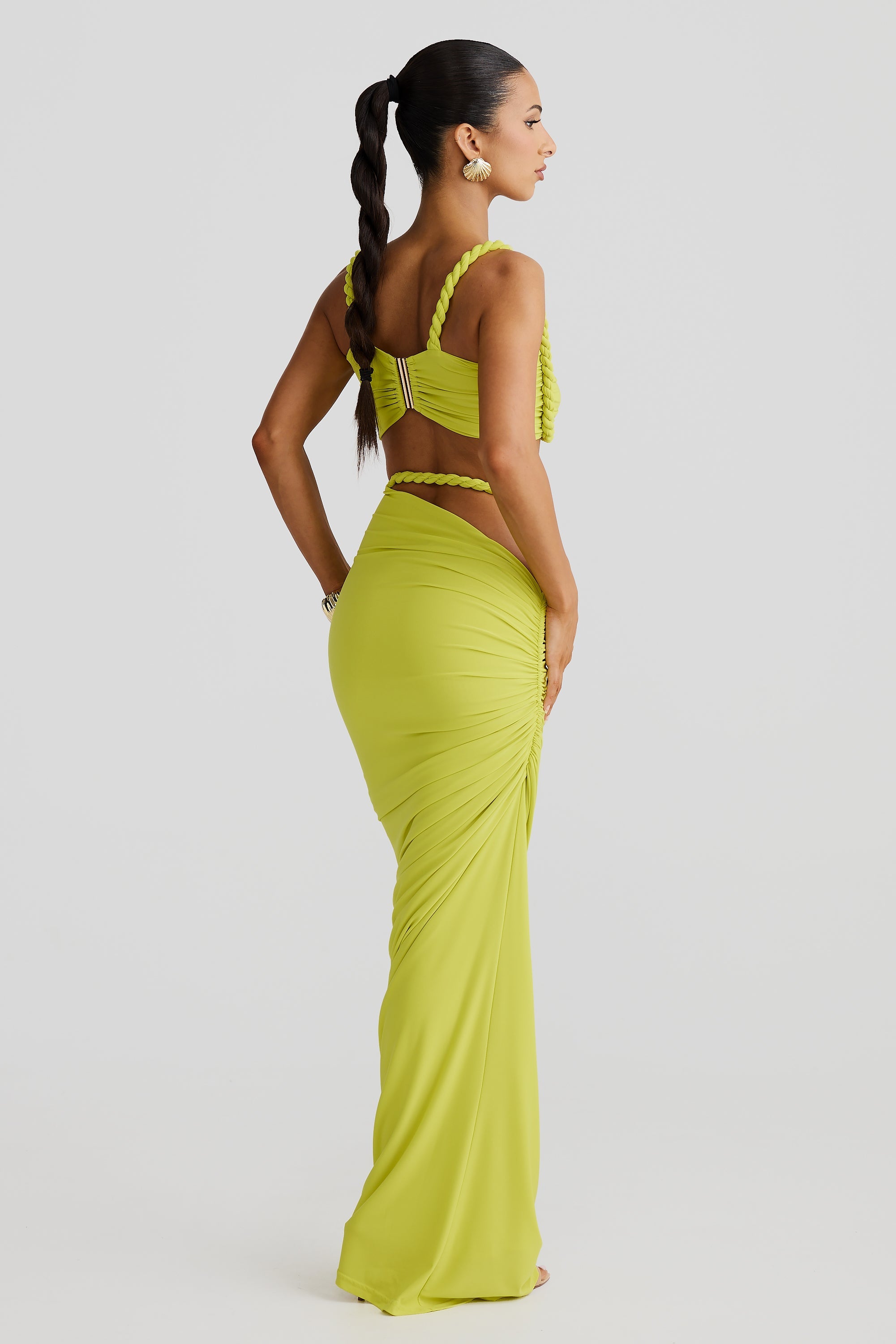 JADE | JUPE MAXI FRONCÉE À DÉCOUPES