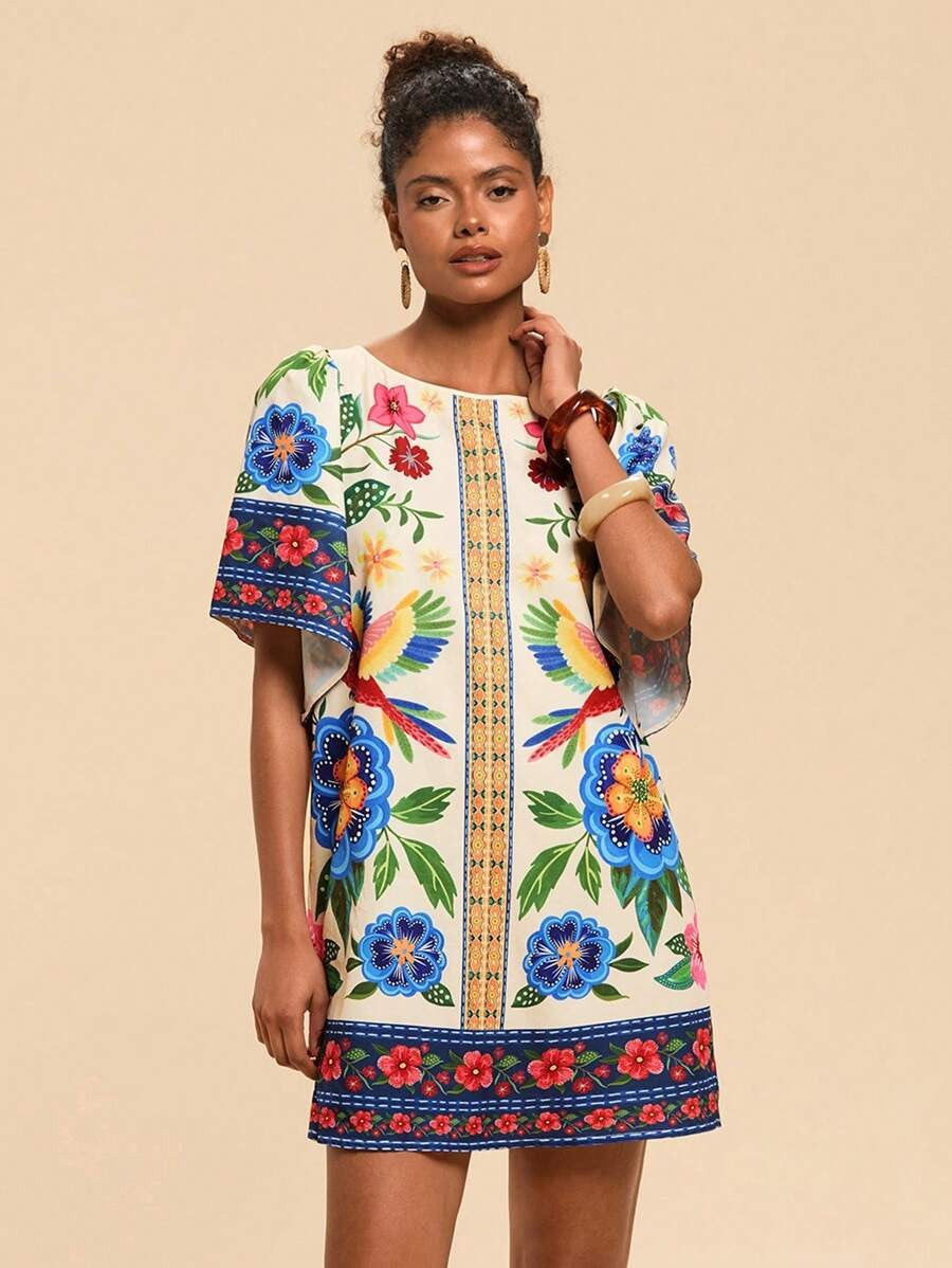 Lyra | Robe Courte Imprimée Col Rond