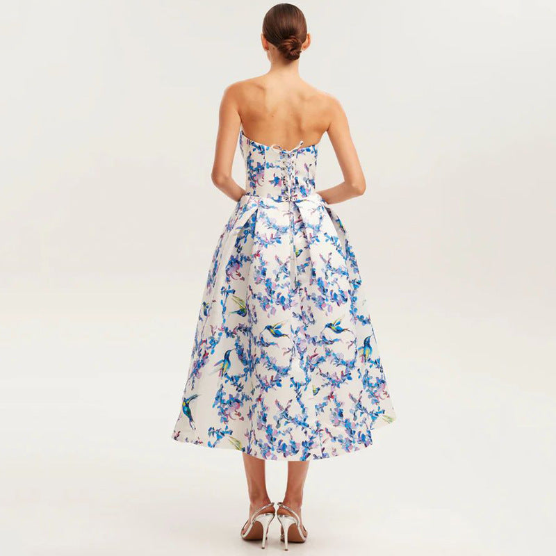 Floryn | Robe Longue Sans Bretelles Fleurie