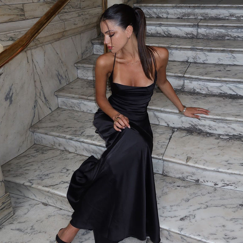 Lyza | Robe Longue Dos Nu Satinée