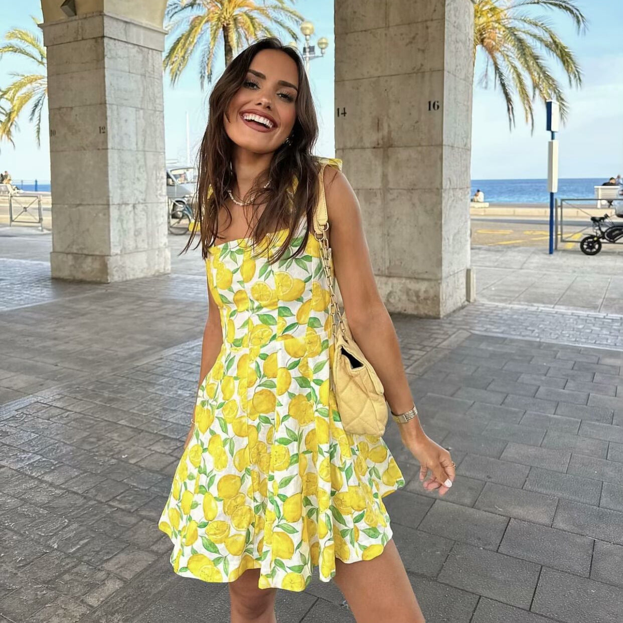 Livia | Robe Courte Imprimée Citron