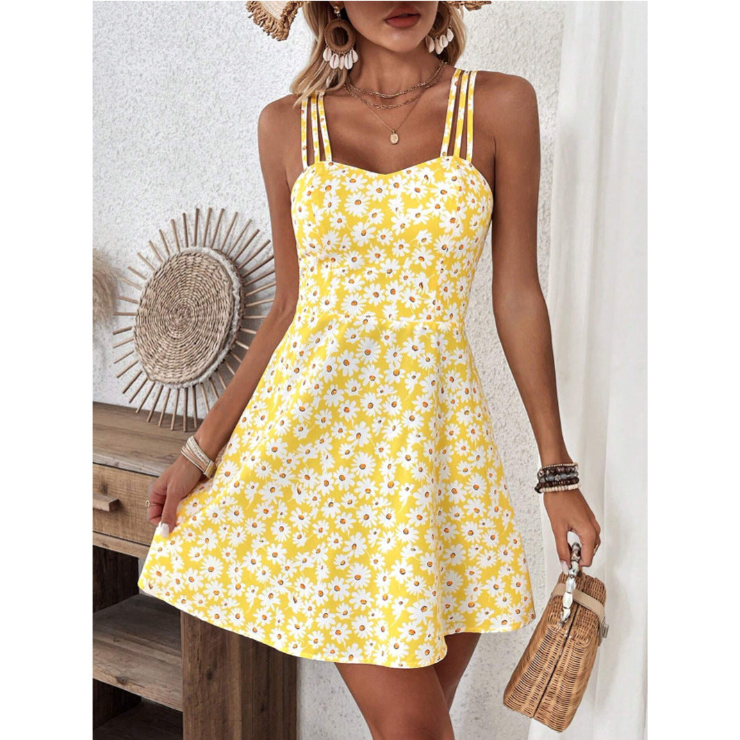 Kalia | Robe Courte Fleurie à Bretelles Multiples
