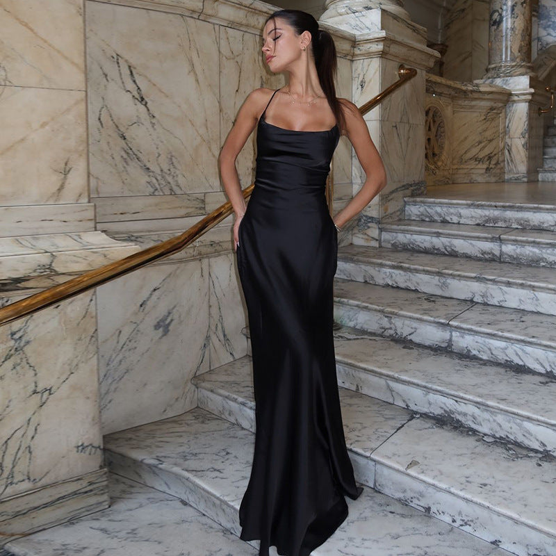 Lyza | Robe Longue Dos Nu Satinée