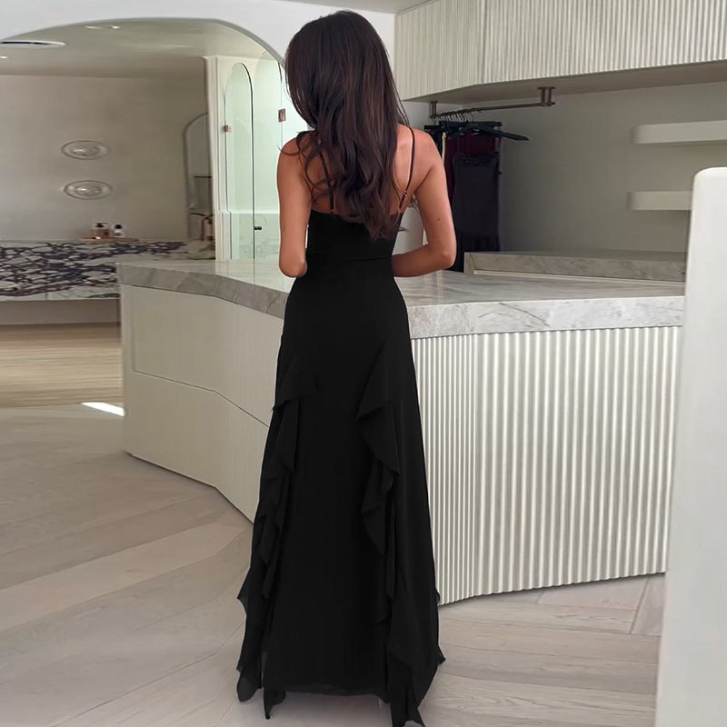 Tania | Robe Longue Fendue à Bretelles